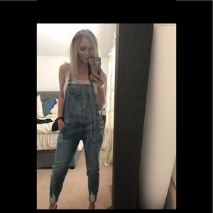 Vici distressed overalls